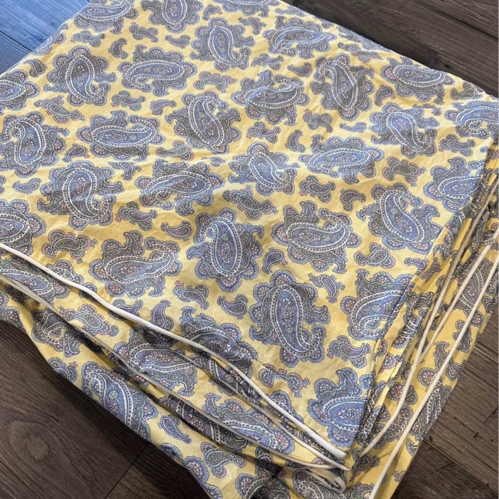 Ralph Lauren Home Yellow and Blue Paisley Duvet Cover,vintage Ralph Lauren,queen